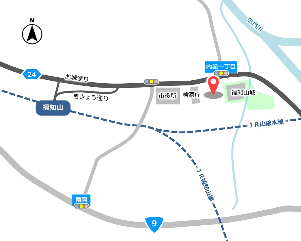 京都家庭裁判所 福知山支部の案内図（出典: 裁判所公式サイト）