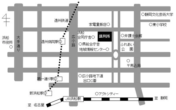 静岡家庭裁判所 浜松支部の案内図（出典: 裁判所公式サイト）