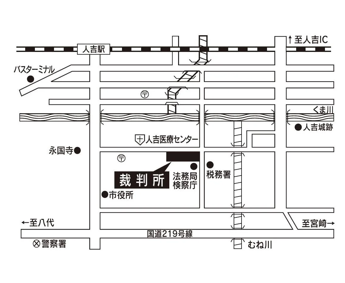 熊本家庭裁判所 人吉支部の案内図（出典: 裁判所公式サイト）