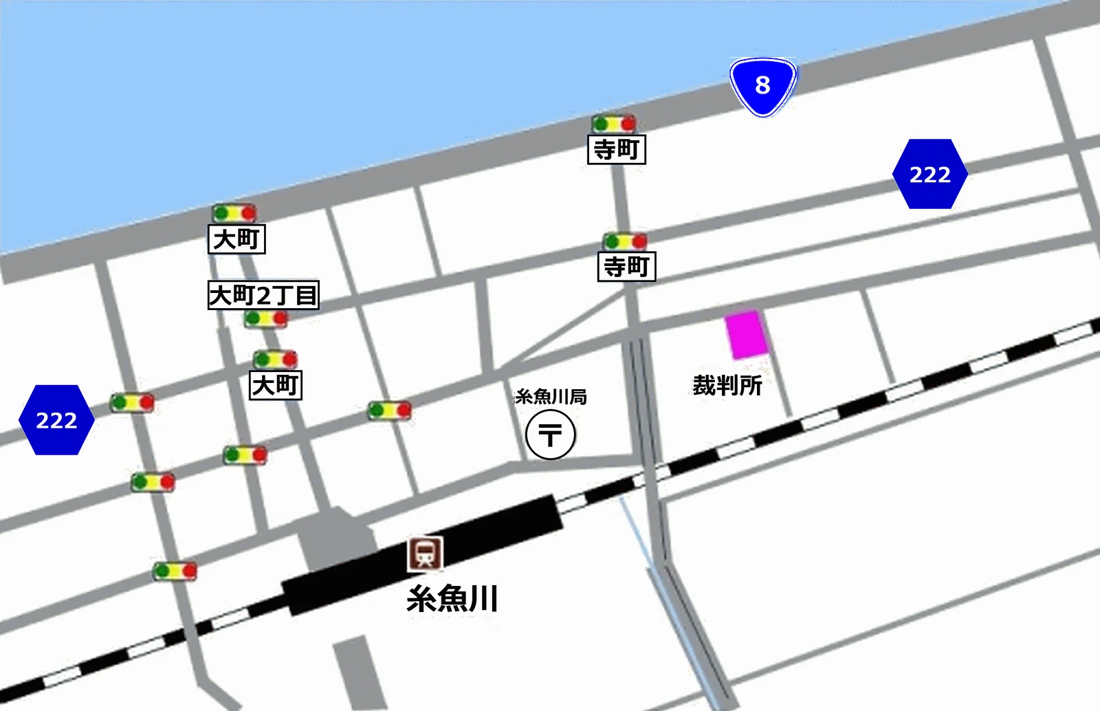新潟家庭裁判所 糸魚川出張所の案内図（出典: 裁判所公式サイト）