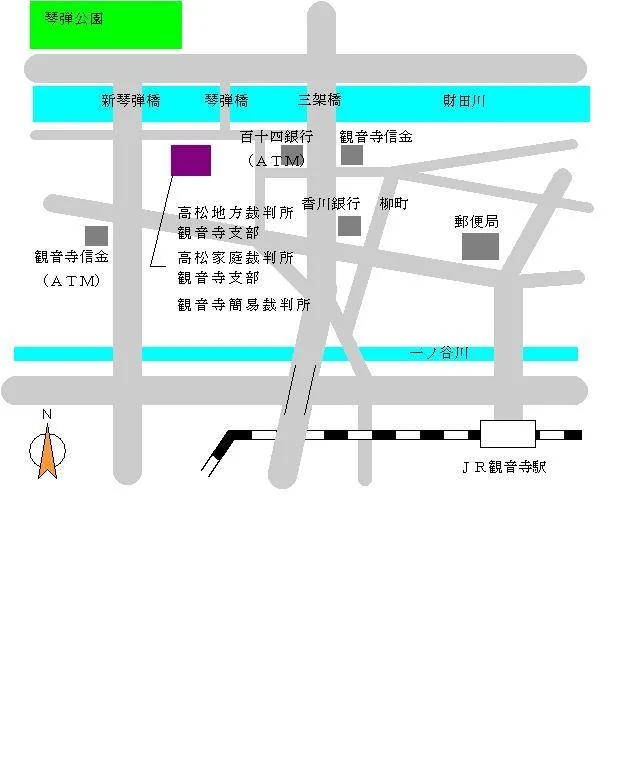 高松家庭裁判所 観音寺支部の案内図（出典: 裁判所公式サイト）