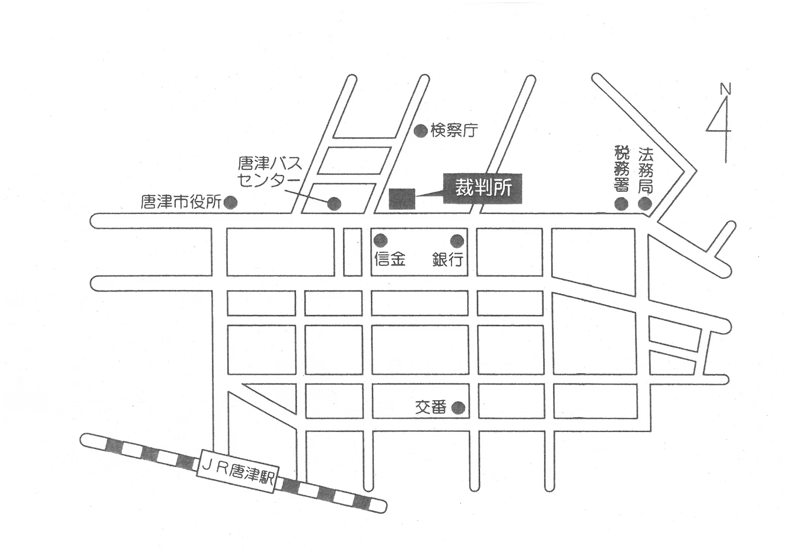 佐賀家庭裁判所 唐津支部の案内図（出典: 裁判所公式サイト）