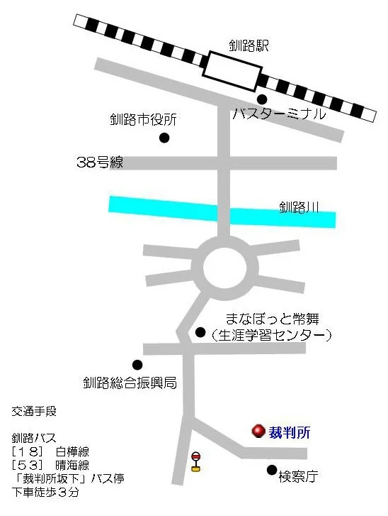 釧路家庭裁判所の案内図（出典: 裁判所公式サイト）