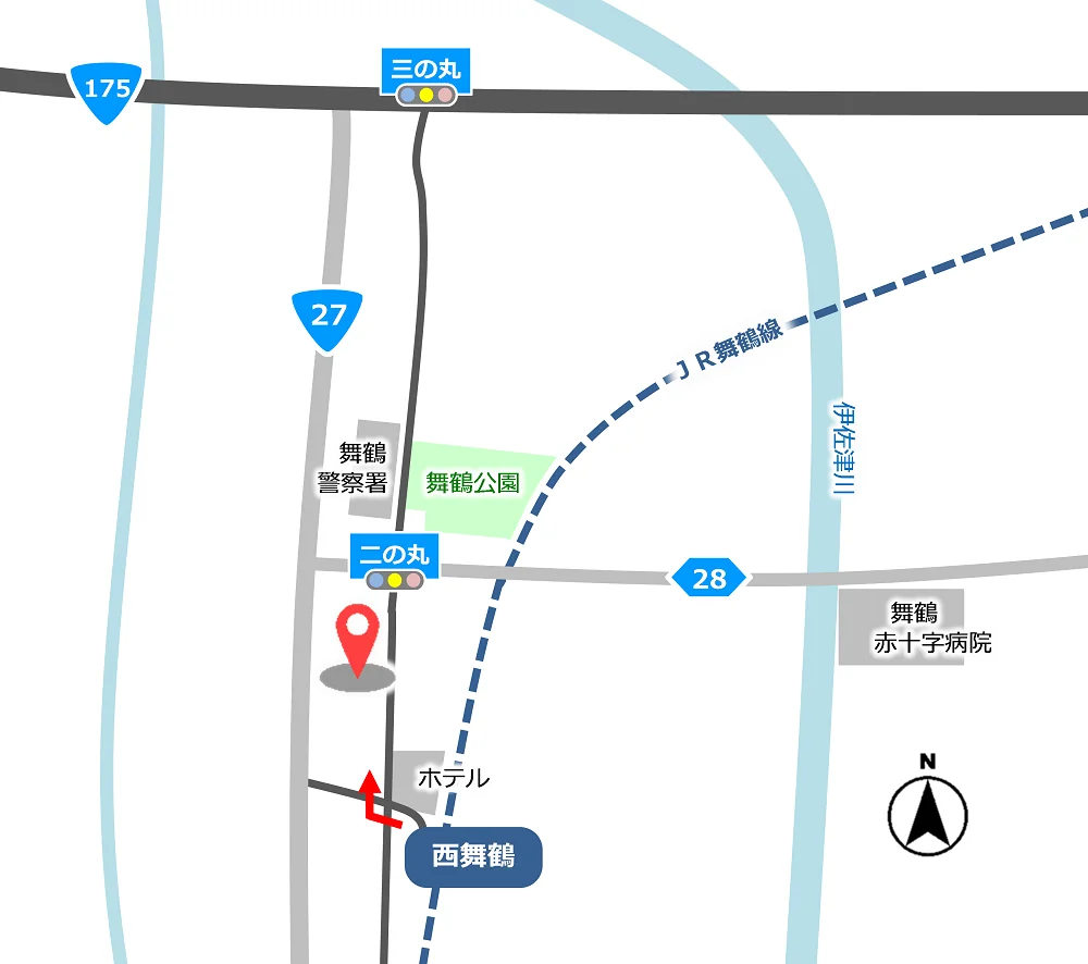 京都家庭裁判所 舞鶴支部の案内図（出典: 裁判所公式サイト）