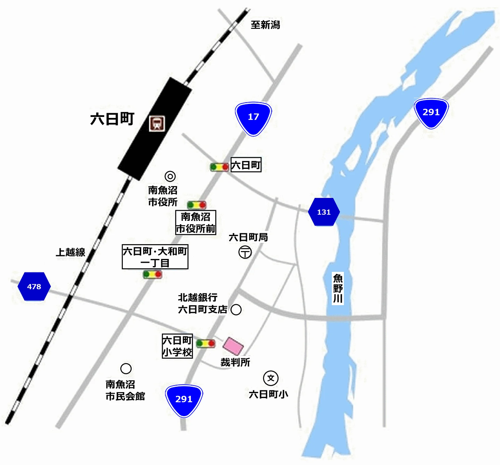 新潟家庭裁判所 南魚沼出張所の案内図（出典: 裁判所公式サイト）