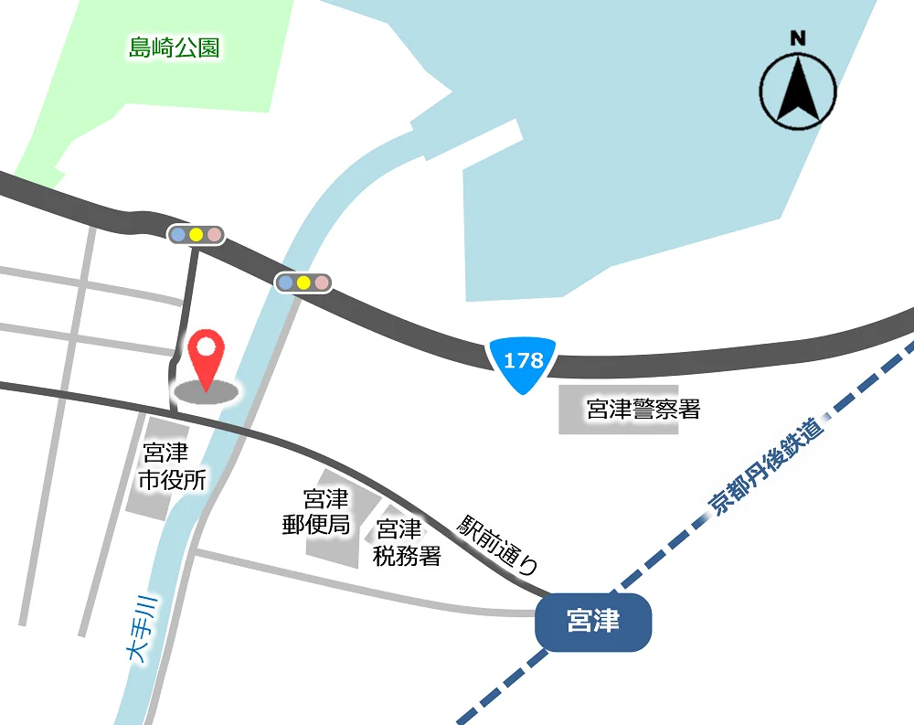 京都家庭裁判所 宮津支部の案内図（出典: 裁判所公式サイト）