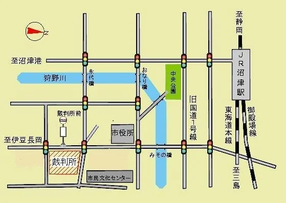 静岡家庭裁判所 沼津支部の案内図（出典: 裁判所公式サイト）