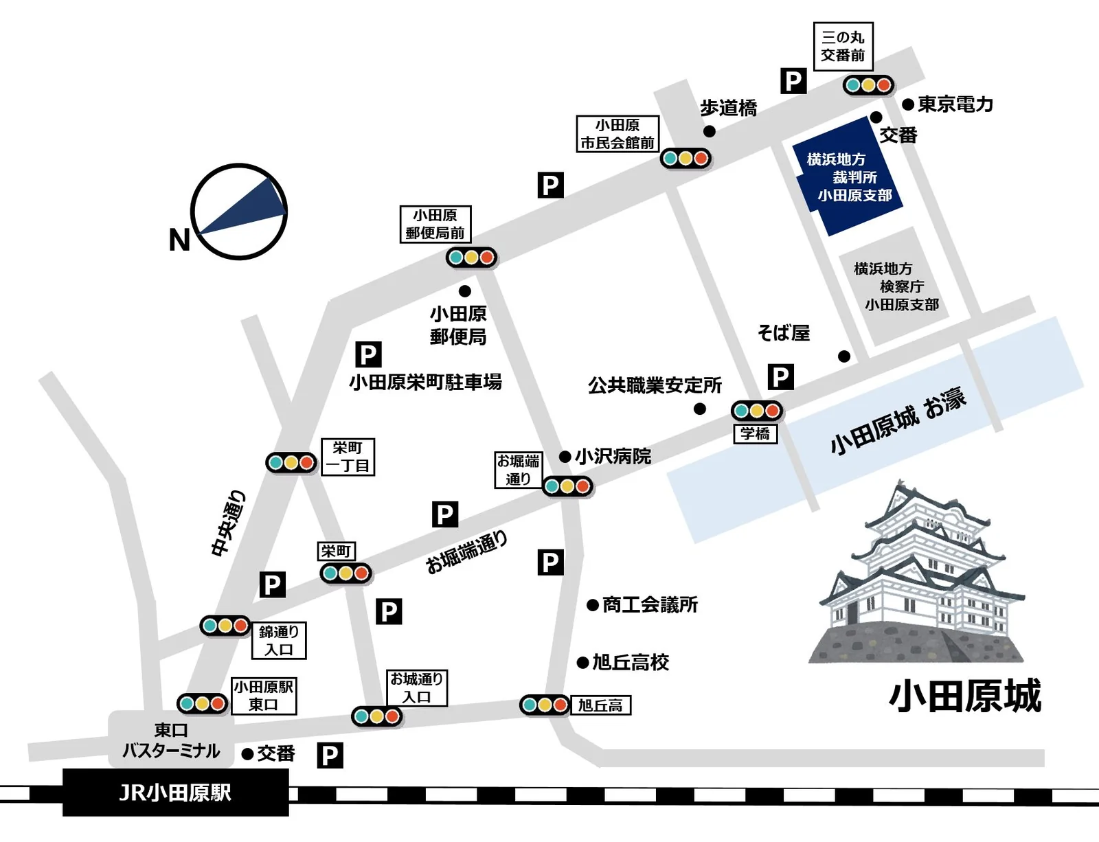 横浜家庭裁判所 小田原支部の案内図（出典: 裁判所公式サイト）