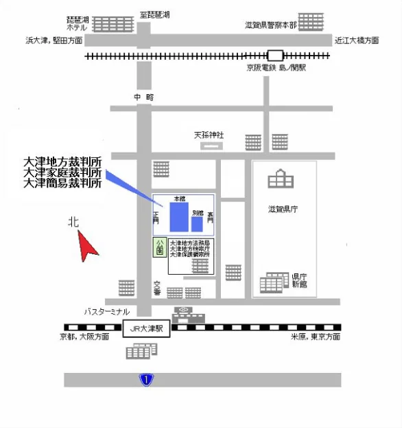 大津家庭裁判所の案内図（出典: 裁判所公式サイト）
