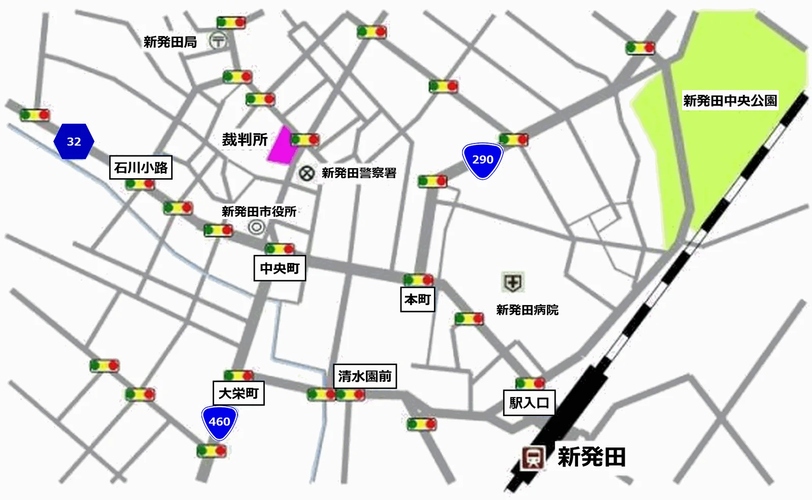 新潟家庭裁判所 新発田支部の案内図（出典: 裁判所公式サイト）