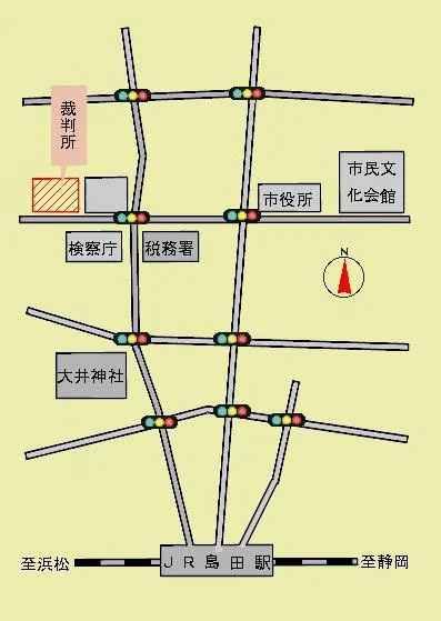 静岡家庭裁判所 島田出張所の案内図（出典: 裁判所公式サイト）