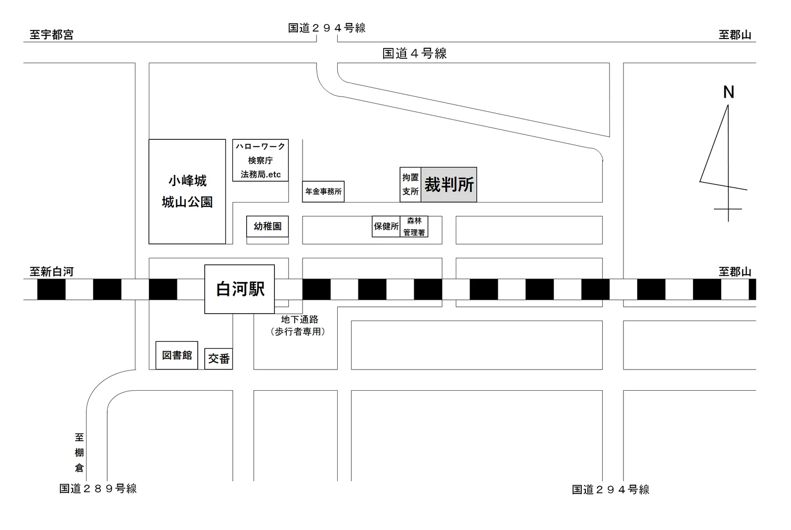 福島家庭裁判所 白河支部の案内図（出典: 裁判所公式サイト）