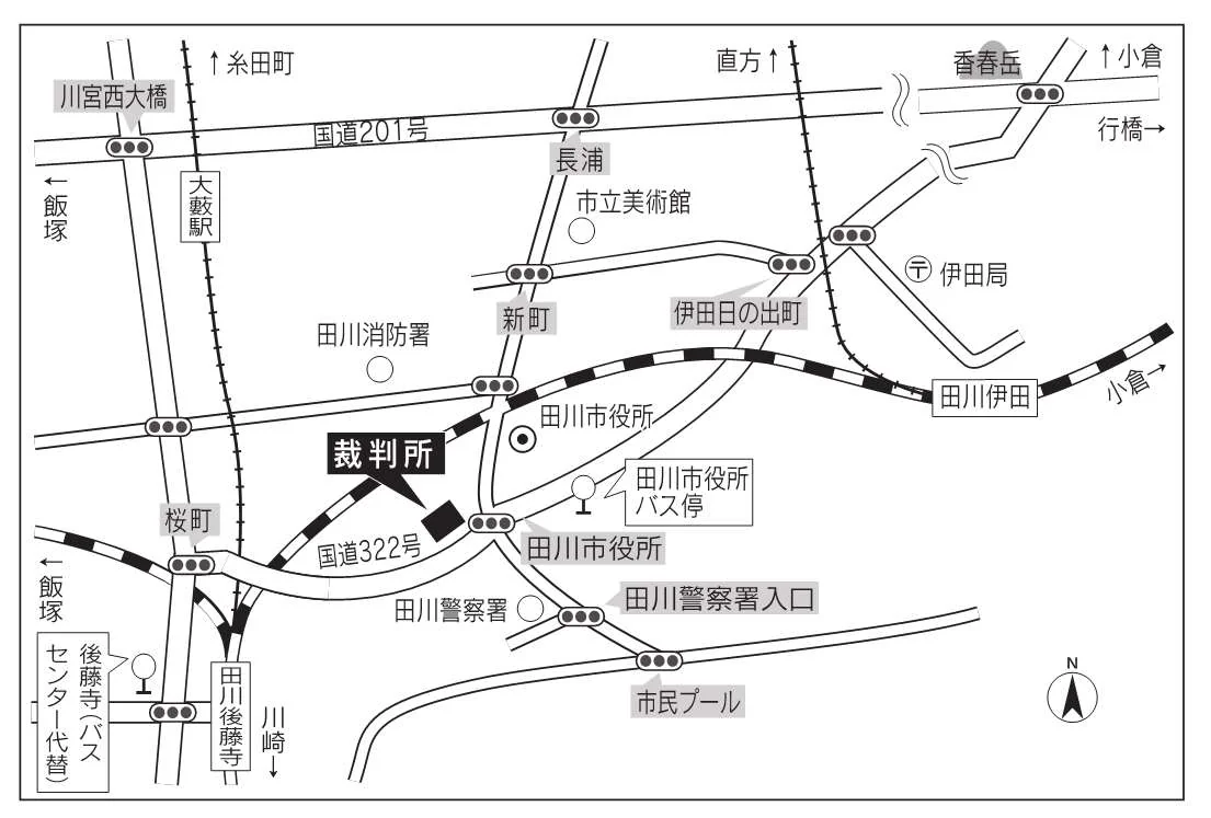 福岡家庭裁判所 田川支部の案内図（出典: 裁判所公式サイト）