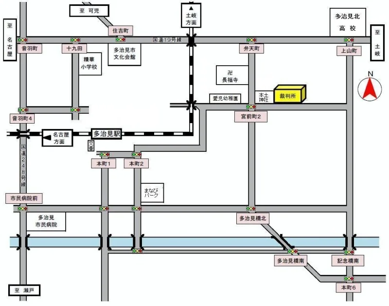 岐阜家庭裁判所 多治見支部の案内図（出典: 裁判所公式サイト）