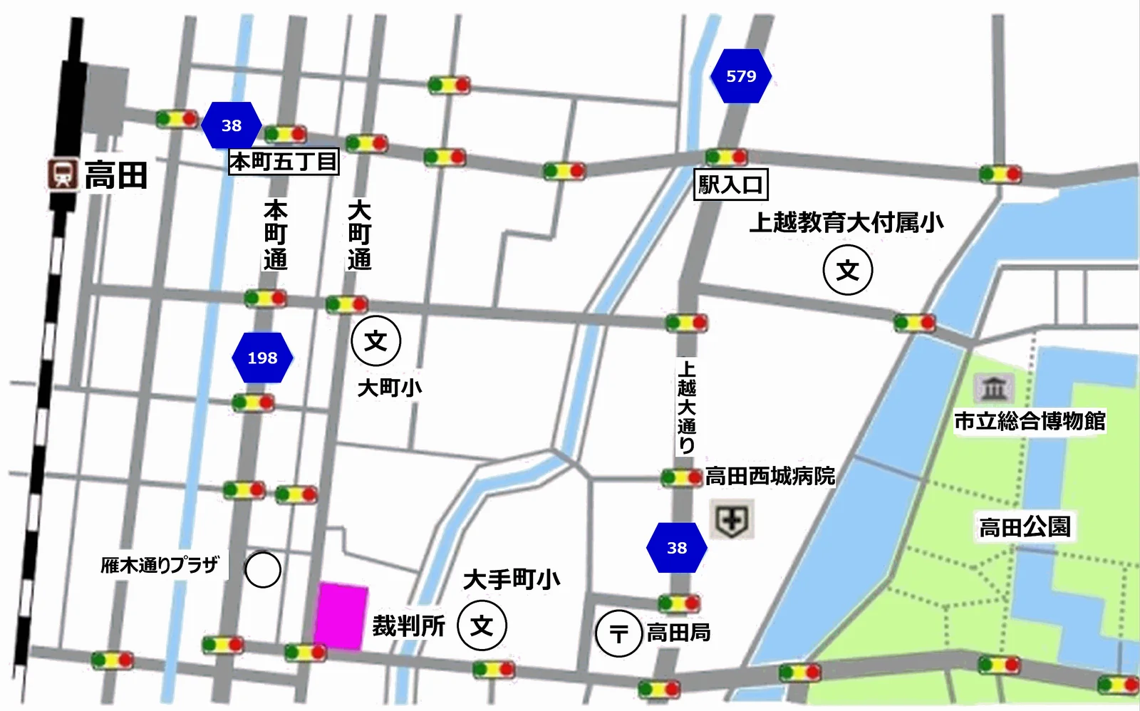 新潟家庭裁判所 高田支部の案内図（出典: 裁判所公式サイト）