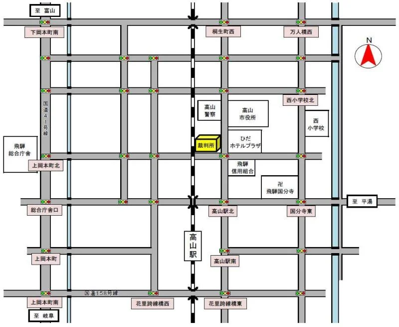 岐阜家庭裁判所 高山支部の案内図（出典: 裁判所公式サイト）