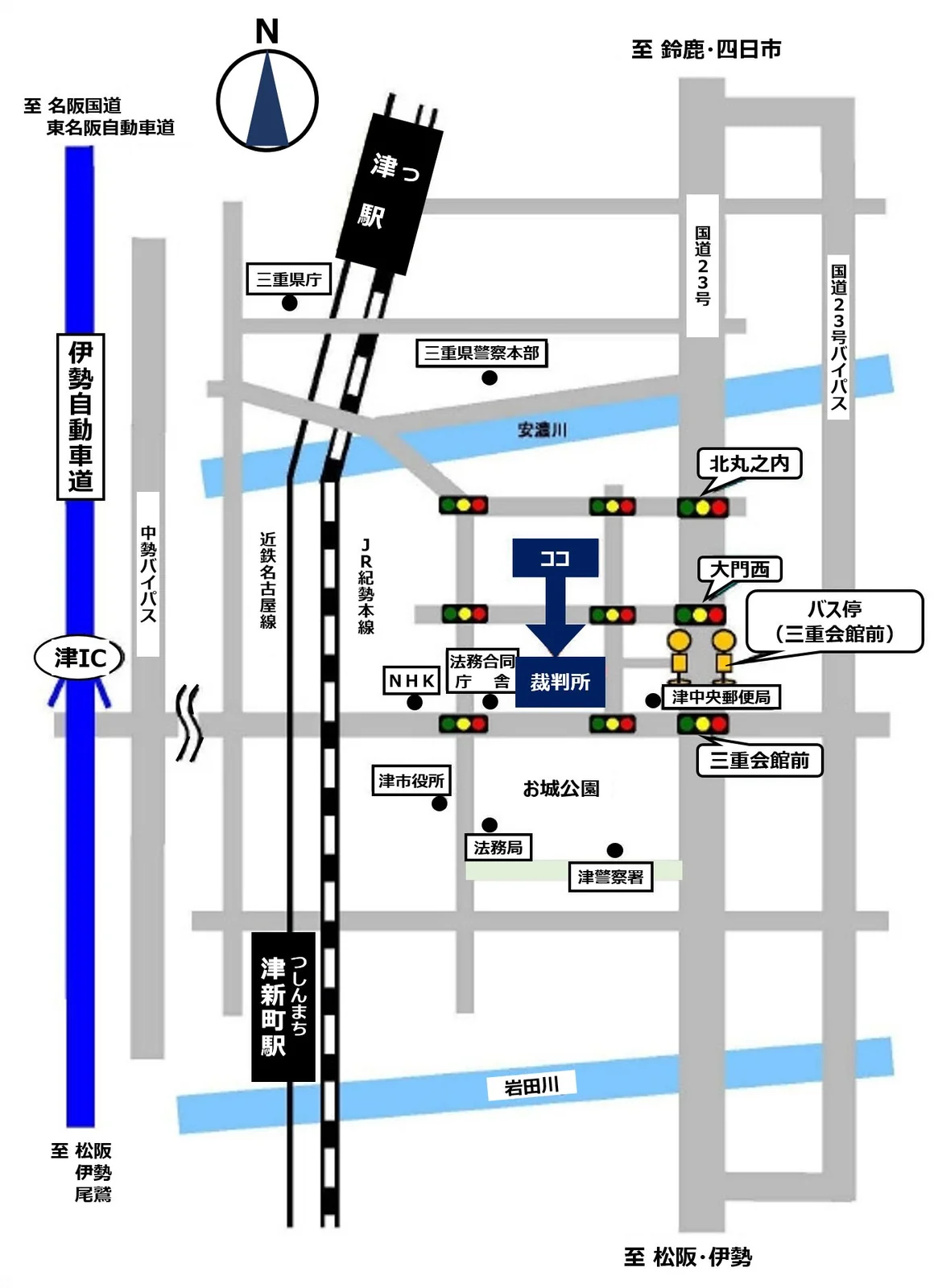 津家庭裁判所の案内図（出典: 裁判所公式サイト）
