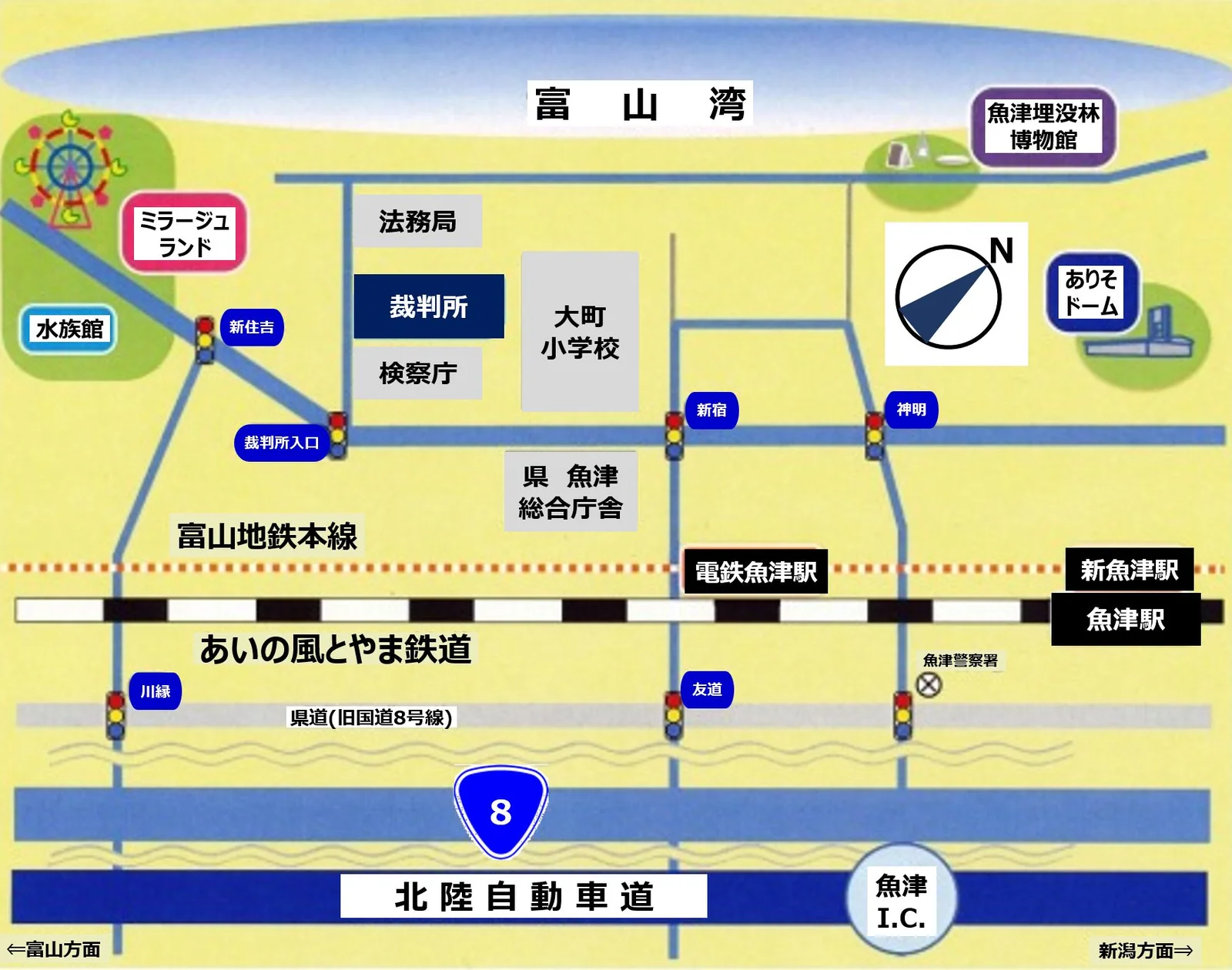 富山家庭裁判所 魚津支部の案内図（出典: 裁判所公式サイト）