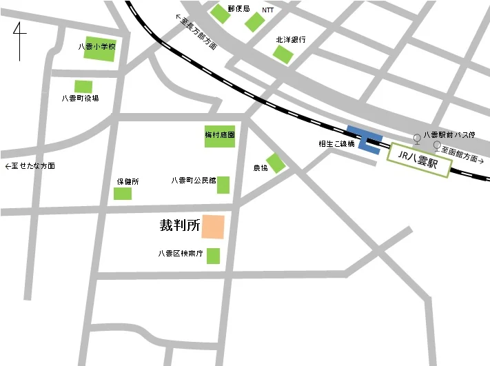 函館家庭裁判所 八雲出張所の案内図（出典: 裁判所公式サイト）