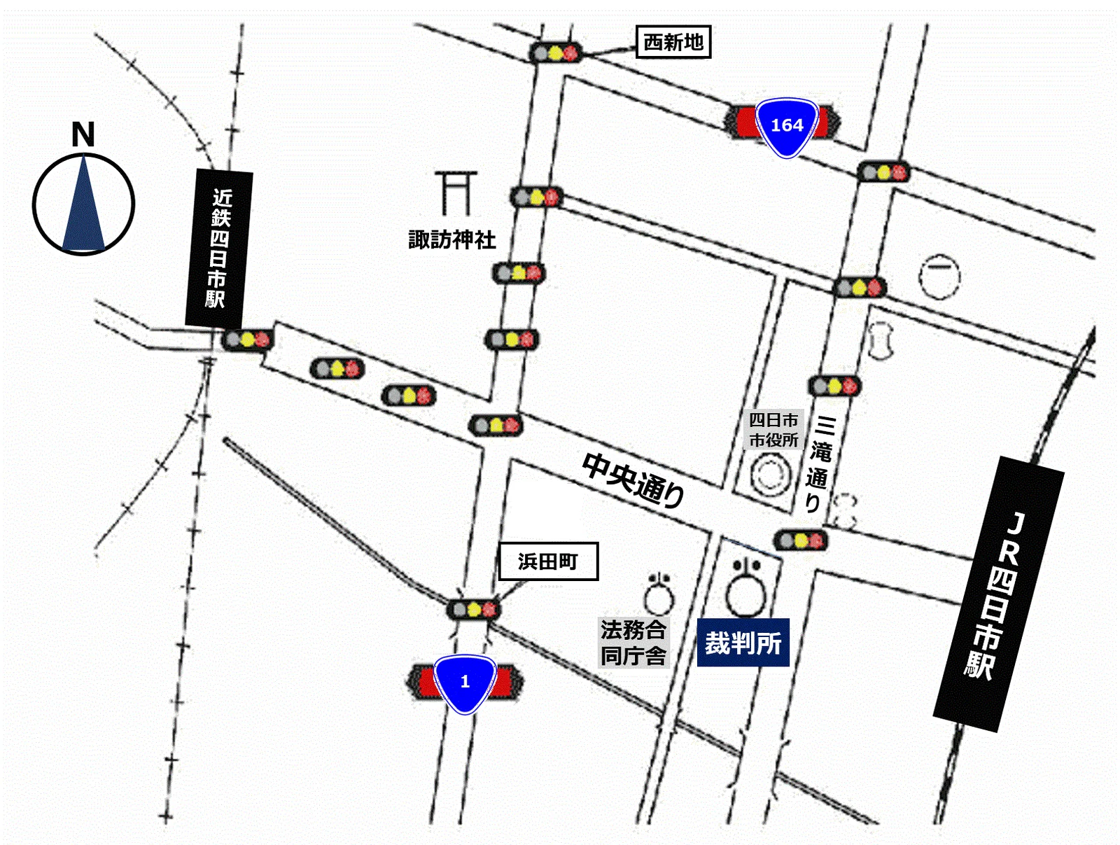 津家庭裁判所 四日市支部の案内図（出典: 裁判所公式サイト）